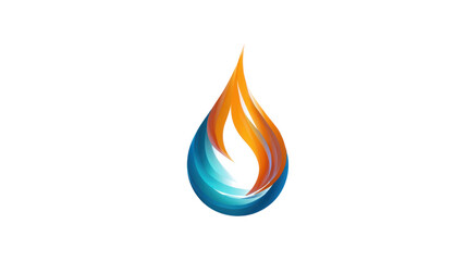 Water and Fire Drop Logo on white background