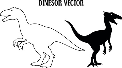 dinosaur black silhouette vector, dinosaur outline art, dinosaur line art