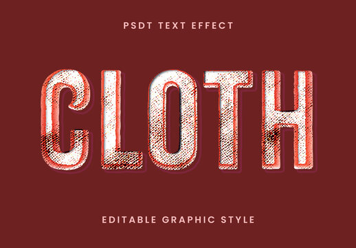 White And Red Stamped Fabric Texture Text Effect Cloth Outline Font
