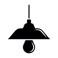 Hanging Lamp Icon Vector – Modern Ceiling Light Symbol