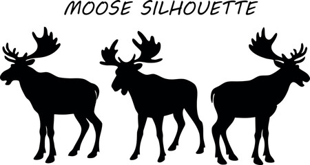 moose silhouette vector, moose line art, moose black symbol