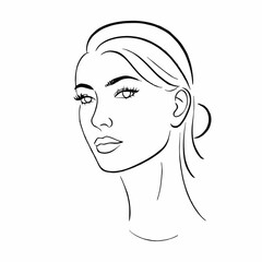Minimalist woman face line art with sleek hairstyle