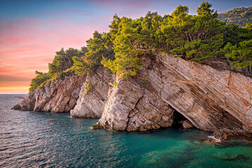 Montenegro rugged coastline at Petrovac