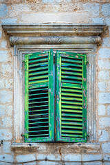 Vintage Green Shuttered Windows