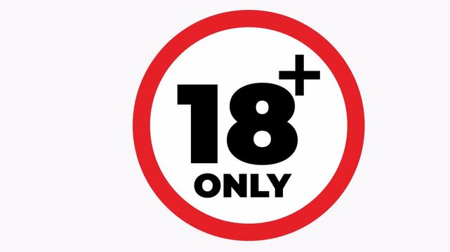 18 only symbol with a red circle for age restriction signs or warning labels on adult content. Suitable for agerestricted products or events.
