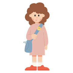 Flat cartoon vector illustration of a girl student. Education and learning concept with cute child character, perfect for academic, classroom, and people design themes.