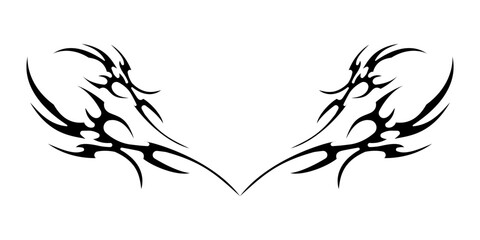 Abstract neo tribal element. Set of neo tribal shape. Aesthetic y2k cyber gothic style. Vector illustration.
