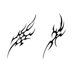 Abstract neo tribal element. Set of neo tribal shape. Aesthetic y2k cyber gothic style. Vector illustration.