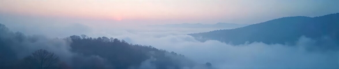 Obraz premium Mysterious and ethereal fog rolls across a vast, unseen landscape, creating a sense of mystery and wonder Perfect for fantasy, horror, or atmospheric backgrounds , soft, texture, serene