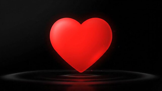 Red heart appearing on black screen, vector animation after double tap or like on instagram, normal and slow motion speed