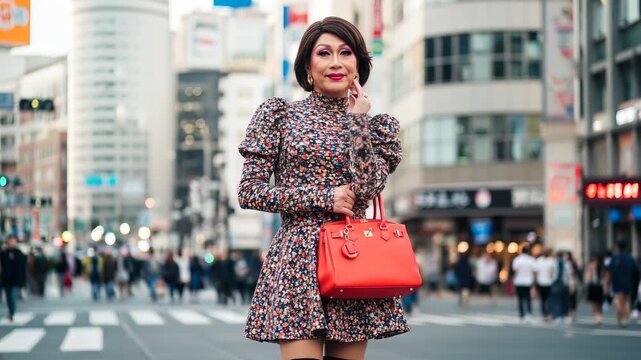 新宿2丁目お勤め女装の60代のおじさん