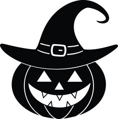 Halloween Pumpkin with Witch Hat Icon