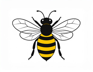 Flat vector bee icon with neat black lines and bold yellow stripes. Suitable for app icons, web design, labels, and minimalist branding.
