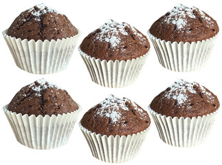 chocolate cupcakes on white muffins