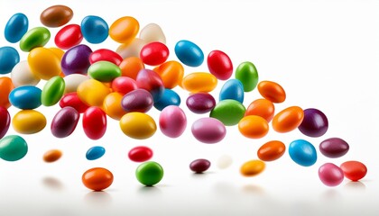 colorful raibow candy falling on white background falling jellybeans