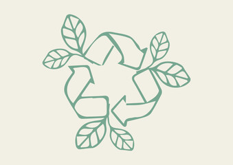 Recycling Symbol with Leaves Growing Nature