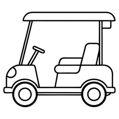 Golf Cart Front View Icon Silhouette Vector Art Illustration in Minimalist One Line Style