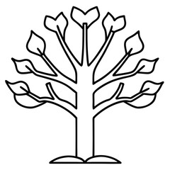 Tree with Book Icon Vector Silhouette Illustration in Minimalist One Line Style