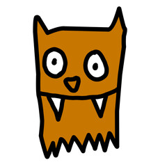 Cute funny hand drawn cartoon character vector illustration.