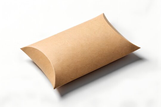 Brown kraft paper pillow box packaging on white background