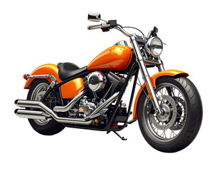 Obraz premium Orangefarbenes Motorrad im Retro-Chopper-Stil, transparenter Hintergrund, PNG