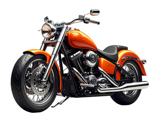Obraz premium Orangefarbenes Motorrad im Retro-Chopper-Stil, transparenter Hintergrund, PNG