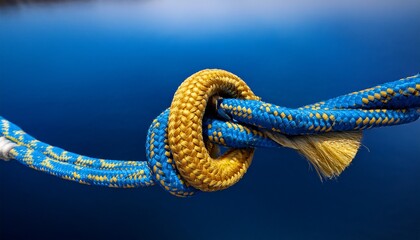 Reef Knot With Blue And Yellow Ropes