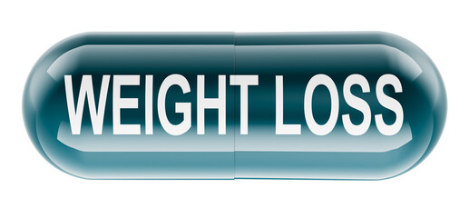 Weight loss, capsule. 3D rendering