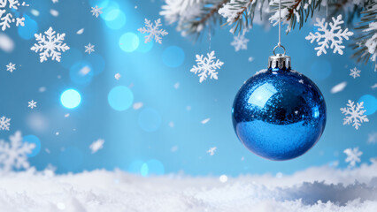 Blue Christmas Ornament with Snowflakes