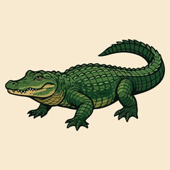 Naklejka premium crocodile with a green leaf