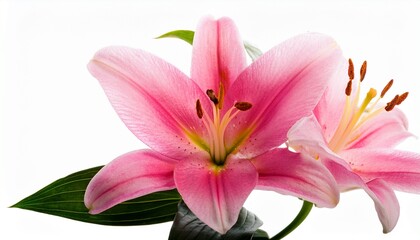 Fototapeta premium Macro Picture Of Romantic Pink Lily Isolated On White