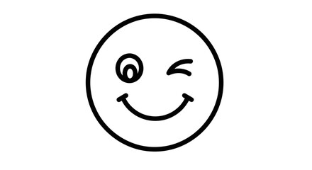 Fototapeta premium A Smiling, Winking Face Depicted Silhouette Style With Dark Background.