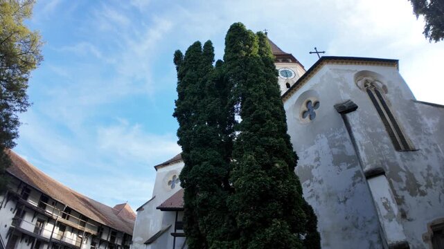 Prejmer Fortified Church, a UNESCO World Heritage site, showcasing historic Romanesque architecture and defensive elements in Transylvania. UNESCO site of Romania