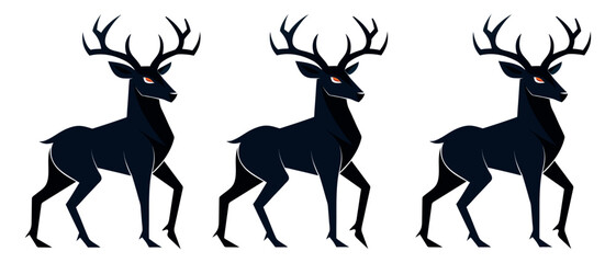 Stylized Black Deer Illustration with Red Eyes

Dark Forest Deer Vector Art with Antlers

Mythical Black Stag Illustration – Fantasy Wildlife Design

Elegant Black Deer Silhouette with Glowing Red Eye