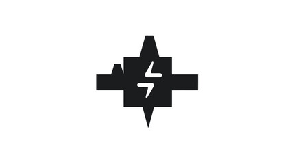 Abstract geometric energy symbol icon. Modern stylized lightning bolt shape within a star-like structure, minimalist graphic design element.