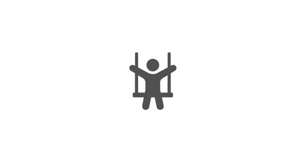 Fototapeta premium Simple dark grey icon of a child swinging, representing playground activity, childhood fun, and recreation vector symbol