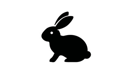 Obraz premium Black rabbit silhouette icon isolated on a clean white background, simple vector graphic design element for animal themes and nature concepts.