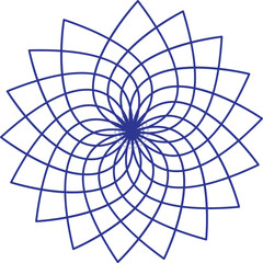 Obraz premium Geometric Petal Design in Blue Lines Abstract Creative Vector Graphic