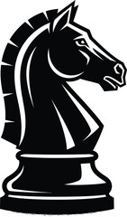 black chess horse vector black and white 