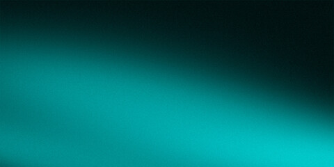 Black grainy texture with turquoise blue green glowing gradient background, smooth noise effect abstract banner cover design