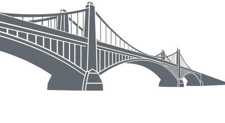 Obraz premium A Modern Graphic Illustration of Detailed Bridge Architecture on a Black Background