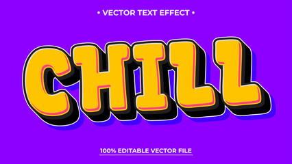 Obraz premium Bold Chill Text Effect with Retro Yellow and Black Layers on Purple Background
