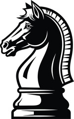 black chess horse vector black and white 