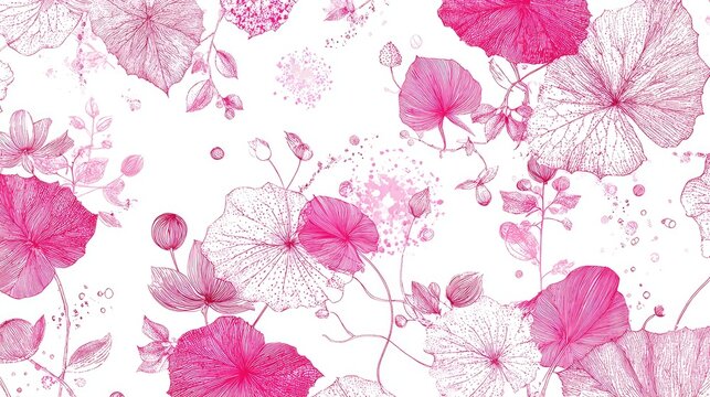 Seamless pattern with pink elements decorative repeating background design, cute artistic abstract texture print stylish modern graphic illustration isolated on white background
