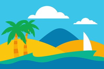 tropical beach with palm trees