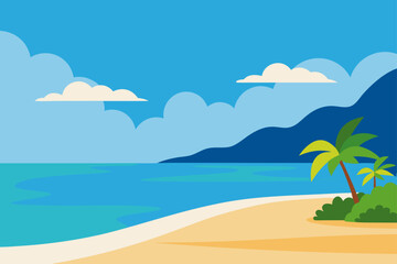 tropical beach with palm trees