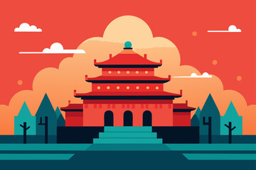 vector illustration of temple of heaven