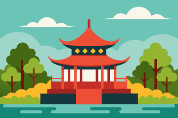 vector illustration of temple