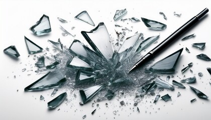 shards of shattered glass pieces of broken glass isolated white background pen tool cutout various patterns of broken glass bursts and explosions