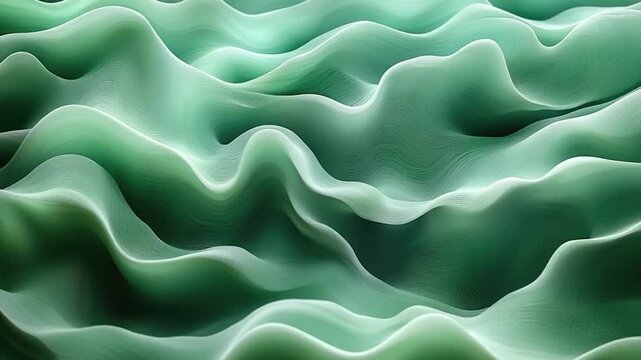 A detailed view of a green wave pattern on a surface, possibly ocean or beach waves